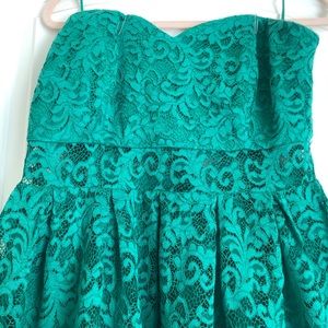 ASOS emerald green lace dress SZ 14
